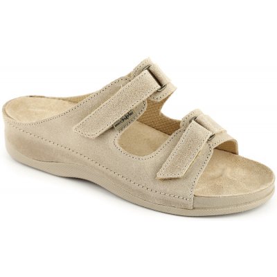 Pantofle BÁRA zdravotní obuv dámská rozšířená v oblasti nártu 6B-612 béžová – Zboží Dáma
