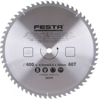 Festa Pilový kotouč s SK plátkem, 600 x 30 mm, 60 zubů, TCT, F22370 – Sleviste.cz