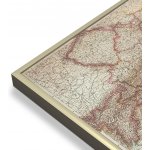 ZES Rakousko - Uhersko 1890 - nástěnná mapa 86 x 67 cm Varianta: mapa v hliníkovém rámu, Provedení: zlatý matný rám – Zboží Mobilmania