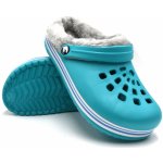 Dámské clogsy s kožíškem TexBase tyrkysová šedá – Zboží Dáma