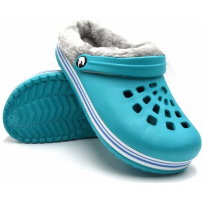 Dámské clogsy s kožíškem TexBase tyrkysová šedá – Zboží Dáma