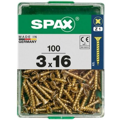 Spax Uni vrut zápust.hlava PZ/Z1, S-CUT plný závit, Yellox, 3 x 16 mm, 100 ks – Hledejceny.cz