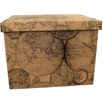 DUE ESSE Set 2ks skladovacích úložných krabic 42 x 32 x 32 cm, mapa světa – Zboží Dáma