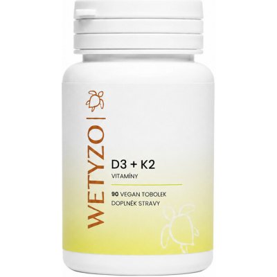 WETYZO Vitamin D3 + K2 Vegan D3 4 000 IU / K2 400 mcg 90 rostlinných kapslí – Hledejceny.cz