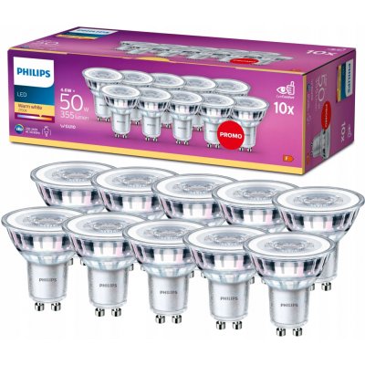 Philips žárovka LED 4,6 W, GU10, teplá bílá, 10 ks – Zboží Dáma