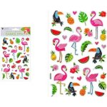 Samolepky 10432 plameňáci plastické třpytivé 14 x 25 cm – Zboží Dáma