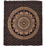 Sanu Babu přehoz na postel s tiskem Mandala černo-zlatý 220 x 200 cm – Sleviste.cz