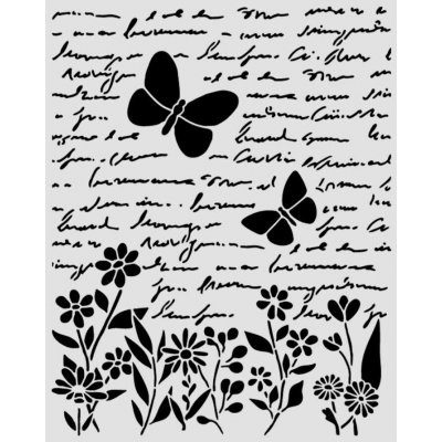 Stamperia Plastová šablona 20 × 25 cm Text a květiny – Hledejceny.cz