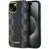 Pouzdro a kryt na mobilní telefon Apple DKNY Leather Checkered Pattern Magsafe pro iPhone 15 Black 3666339259839