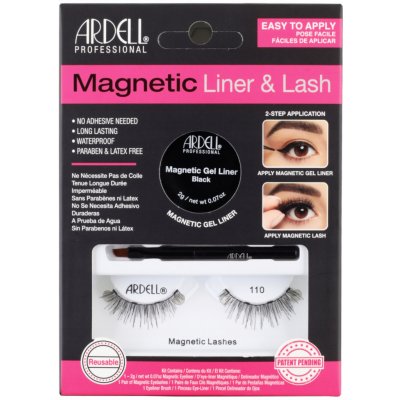 Ardell Magnetic Liner & Lash 110 Black magnetické řasy + magnetická gelová linka 2 g Black + štěteček na linku 1 ks – Zboží Dáma