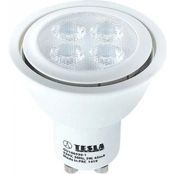 Tesla GU100530-1 LED žárovka GU10 5W 230V 345lm 3000K Teplá bílá 36° 15.000 hod