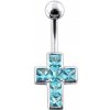 Piercing Šperky4U stříbrný piercing do pupíku křížek BP01015-Q