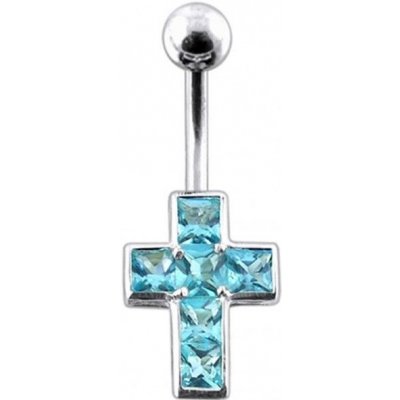 Šperky4U stříbrný piercing do pupíku křížek BP01015-Q – Zboží Mobilmania