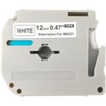 Páska - BROTHER MK-231 - 12 mm - kompatibilní | bílý podklad, černý tisk – Sleviste.cz