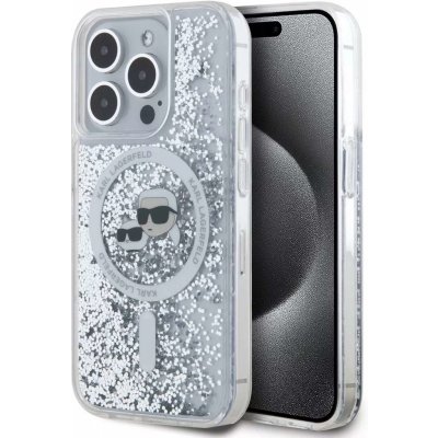 Karl lagerfeld Liquid Glitter Karl and Choupette Heads MagSafe pro iPhone 15 Pro Transparent – Zboží Mobilmania