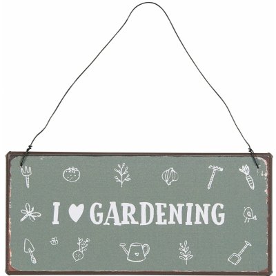 IB LAURSEN Plechová cedule I Love Gardening, zelená barva, kov – Sleviste.cz