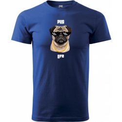 Sablio tričko s potiskem Pug life modré