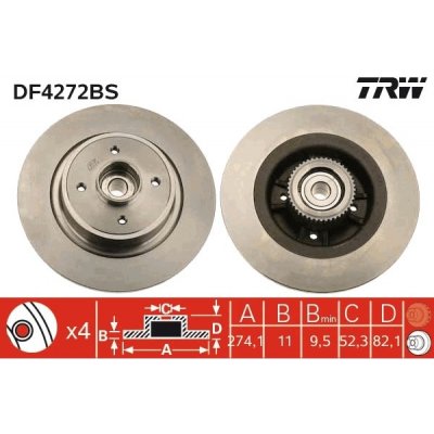 Brzdový kotouč TRW DF4272BS – Zboží Mobilmania