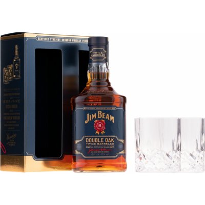 Jim Beam Double Oak Twice barreled 43% 0,7 l (dárkové balení 2 sklenice) – Zboží Mobilmania