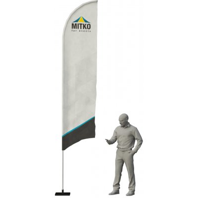 MITKO Reklamní vlajka Rider L (80x350 cm) s hliníkovým stožárem – Oblouk – Hřeb s ocelovým rotátorem ⌀ 20 mm – Hledejceny.cz