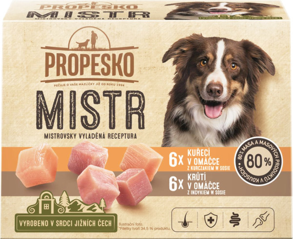 Propesko Mistr Adult kuře krůta v omáčce 85 g