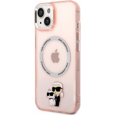 Pouzdro Karl Lagerfeld MagSafe Kompatibilní Translucent Karl and Choupette iPhone 14 Plus růžové