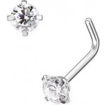 Šperky4U zahnutý piercing do nosu čirý kamínek N0170-03 – Zboží Dáma