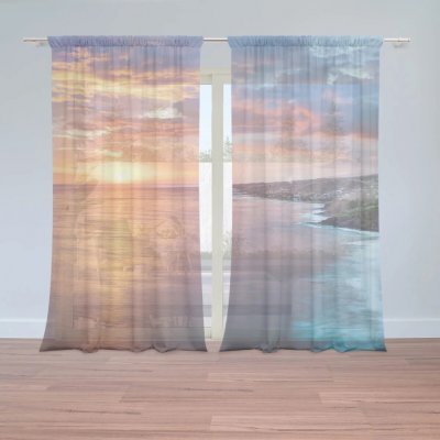 Sablio Záclony Západ slunce nad mořem: 2ks 150x250cm – Hledejceny.cz