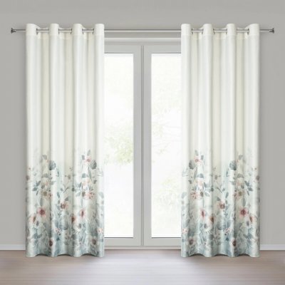 EUROFIRANY ZATEMŇOVACÍ ZÁVĚS NA KROUŽCÍCH ELIA 140X250 CM KVĚTY – Hledejceny.cz