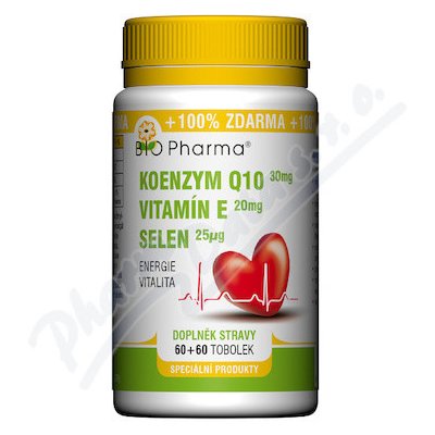 Bio Pharma KoenzymQ10 30 mg Vit.E 20 mg Selen 25 mcg 120 tobolek – Zboží Mobilmania