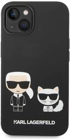 Pouzdro Karl Lagerfeld and Choupette Liquid Silicone Apple iPhone 14 Plus černé