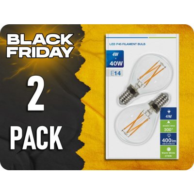 V-tac žárovka LED Filament E14, 4W, 400lm, P45, 2700K/2-PACK! – Zboží Mobilmania