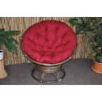 Ratanový papasan houpací hnědý, polstr vínový – Zboží Mobilmania