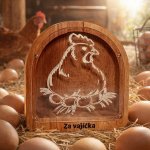 Dřevěná pokladnička slepice – pokladnička za vejce s možností jména – Zboží Dáma
