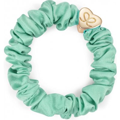 By Eloise London Silk Scrunchie Gold Heart Gumička na vlasy pro ženy barva Mint – Zboží Mobilmania