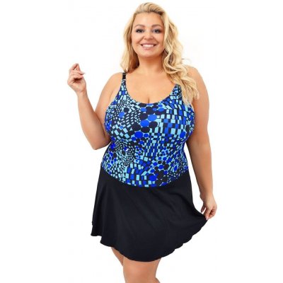 Plavkové šaty Korfu mozaika černo-modré – Zboží Dáma