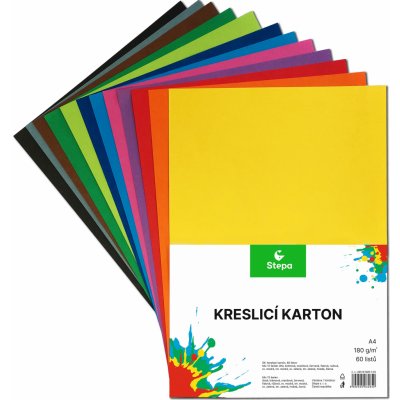 Kreslící karton A4/60ks/180g mix 12barev – Zboží Dáma