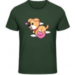 Gildan Soft Style tričko Design se srdíčkem a psem - Forest Green – Zboží Mobilmania