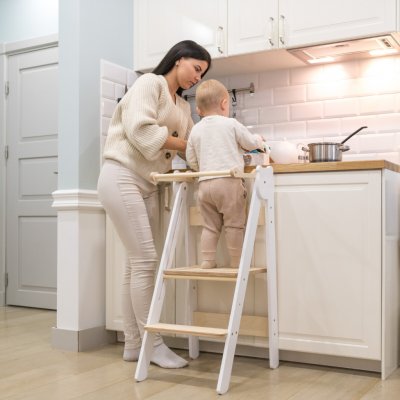 Family scl Skládací dětská učící věž Bílá Přírodní – Zboží Dáma