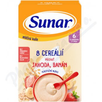 Sunar mléčná kaše s 8 cereáliemi jahoda, banán 210 g