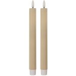 Clayre & Eef Set 2ks béžová úzká svíčka s vroubkováním Led Candle - Ø 2*25 cm / 2*AAA – Hledejceny.cz