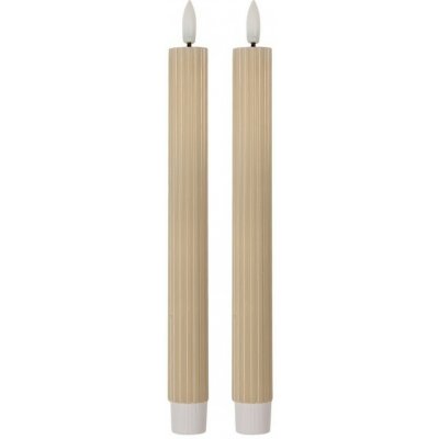 Clayre & Eef Set 2ks béžová úzká svíčka s vroubkováním Led Candle - Ø 2*25 cm / 2*AAA – Hledejceny.cz