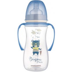 Canpol Babies EasyStart láhev proti kolice s úchyty Bonjour Paris modrá 300ml