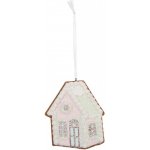 Závěsná dekorace růžová perníková chaloupka Frosted Ginger - 9*1*10 cm - Clayre & Eef – Hledejceny.cz