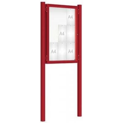 PROCITY Venkovní vitrína model 2000 9 x A4, červená, včetně sloupků | Zboží Auto