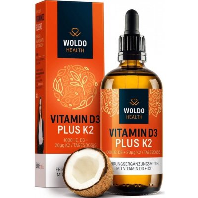 WoldoHealth Vitamín D3+K2 kapky 1000 I.U., 50 ml