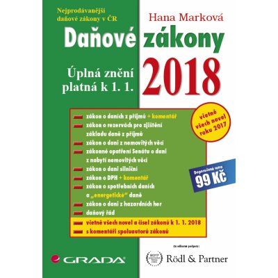 Daňové zákony 2018 - Úplná znění k 1. 1. 2018 - Marková Hana – Sleviste.cz
