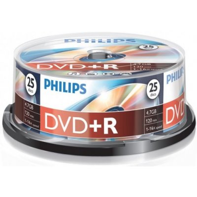 Philips DVD+R 4,7GB 16x, cakebox, 25ks (DR4S6B25F/00)
