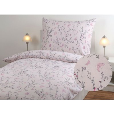 JAN peří krep povlečení větvička a motýlek na růžové 60 x 50 cm – Sleviste.cz