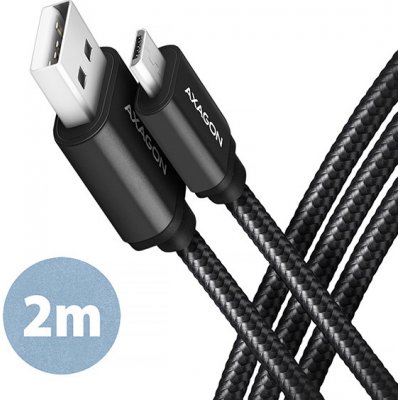 Axagon BUMM-AM20AB HQ Micro USB USB-A, USB 2.0, 2.4A, ALU, oplet, 2m, černý – Hledejceny.cz